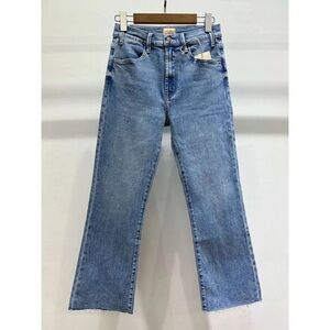 MOTHER Light Blue High Waste Kick Flare Raw Hem The Tripper Jeans Size 28
